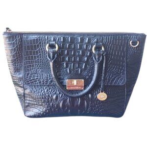 Brahmin Black Melbourne Croc Embossed Satchel